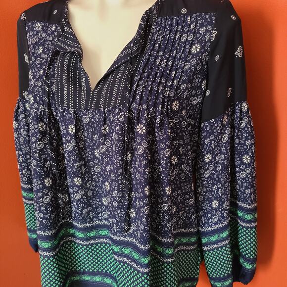 GAP Navy Blue Floral Blouse Size Small - Picture 2 of 6